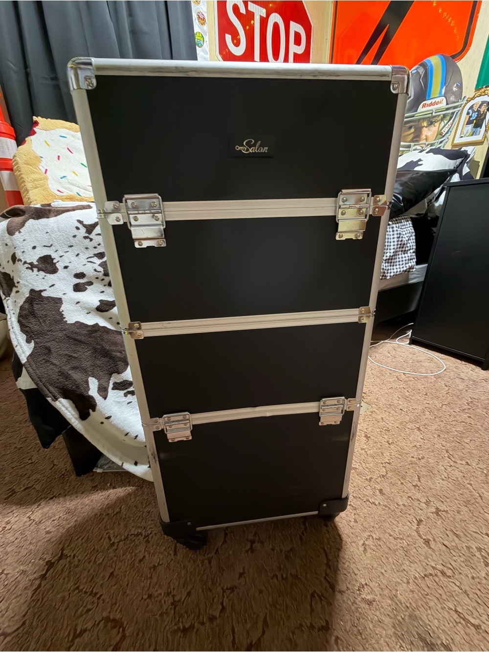 SALONI Black Rolling Makeup & Tool Organizer Trunk
